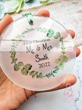 Load image into Gallery viewer, First Christmas Married -Eucalyptus wreath - Mr & Mrs - Wedding Gift