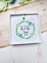 Load image into Gallery viewer, First Christmas Married -Eucalyptus wreath - Mr & Mrs - Wedding Gift