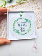 Load image into Gallery viewer, First Christmas Married -Eucalyptus wreath - Mr & Mrs - Wedding Gift