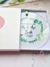 Load image into Gallery viewer, First Christmas Married -Eucalyptus wreath - Mr & Mrs - Wedding Gift