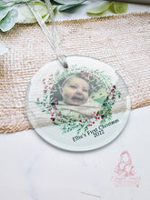 Load image into Gallery viewer, XMAS PHOTO WREATH FIRST CHRISTMAS  TREE ORNAMENT BAUBLE