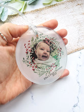 Load image into Gallery viewer, XMAS PHOTO WREATH FIRST CHRISTMAS  TREE ORNAMENT BAUBLE