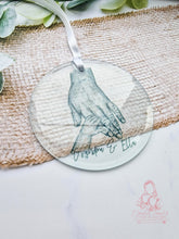 Load image into Gallery viewer, Nana Grandad Single Grandparents Hands Personalised Christmas Ornament Bauble