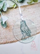 Load image into Gallery viewer, Nana Grandad Single Grandparents Hands Personalised Christmas Ornament Bauble