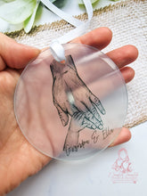 Load image into Gallery viewer, Nana Grandad Single Grandparents Hands Personalised Christmas Ornament Bauble