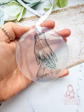 Load image into Gallery viewer, Nana Grandad Single Grandparents Hands Personalised Christmas Ornament Bauble