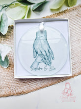 Load image into Gallery viewer, Nana Grandad Single Grandparents Hands Personalised Christmas Ornament Bauble