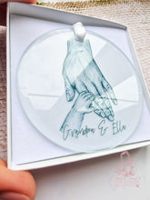Load image into Gallery viewer, Nana Grandad Single Grandparents Hands Personalised Christmas Ornament Bauble