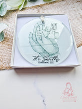 Load image into Gallery viewer, New Family Personalised Newborn Family of 3-  Christmas Ornament Bauble