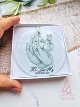 Load image into Gallery viewer, New Family Personalised Newborn Family of 3-  Christmas Ornament Bauble
