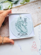 Load image into Gallery viewer, New Family Personalised Newborn Family of 3-  Christmas Ornament Bauble