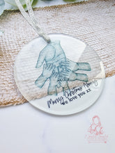 Load image into Gallery viewer, Nana Grandad Single Grandparents Hands Personalised Christmas Ornament Bauble