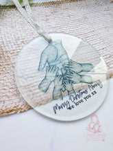 Load image into Gallery viewer, Nana Grandad Single Grandparents Hands Personalised Christmas Ornament Bauble