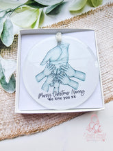 Load image into Gallery viewer, Nana Grandad Single Grandparents Hands Personalised Christmas Ornament Bauble