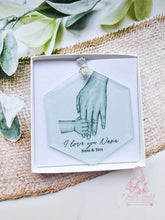 Load image into Gallery viewer, Nana Grandad Single Grandparents Hands Personalised Christmas Ornament Bauble