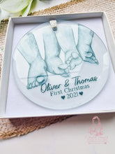 Load image into Gallery viewer, Twins 1st Christmas Personalised Ornament Bauble