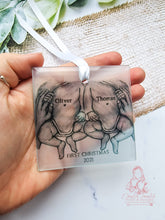 Load image into Gallery viewer, Newborn Twins 1st Christmas Personalised Ornament Bauble