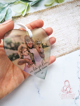 Load image into Gallery viewer, Personalised Glass Photo Christmas Ornament Bauble