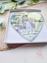 Load image into Gallery viewer, Personalised Glass Photo Christmas Ornament Bauble