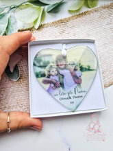 Load image into Gallery viewer, Personalised Glass Photo Christmas Ornament Bauble