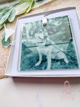 Load image into Gallery viewer, Personalised Glass Photo Christmas Ornament Bauble