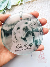 Load image into Gallery viewer, Pet Memorial -Dog Cat Personalised Glass Photo Christmas Ornament Bauble