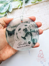 Load image into Gallery viewer, Pet Memorial -Dog Cat Personalised Glass Photo Christmas Ornament Bauble