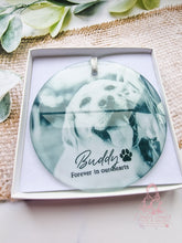 Load image into Gallery viewer, Pet Memorial -Dog Cat Personalised Glass Photo Christmas Ornament Bauble
