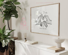 Load image into Gallery viewer, Personalised Family Portrait for Family with a dog, Heart Hands