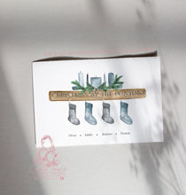 Load image into Gallery viewer, SCANDI FAMILY STOCKING FIRE PLACE - PERSONALISED CHRISTMAS PRINT