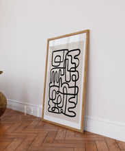 Load image into Gallery viewer, Beige and Black Abstract Minimalist line art