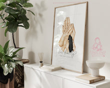 Load image into Gallery viewer, Personalised family portrait with a pet - Custom family painting with a cat or dog