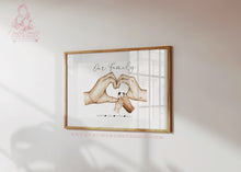 Load image into Gallery viewer, Personalised Family Portrait for Family with a dog, Heart Hands