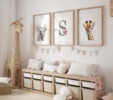 Load image into Gallery viewer, FLORAL SAFARI ANIMAL PORTRAITS NURSERY