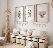 Load image into Gallery viewer, WATERCOLOUR SAFARI PERSONALISED INITIAL PRINT