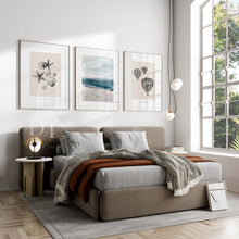 Load image into Gallery viewer, Neutral Minimalist Beige & Blue calming sea beach theme set of 3 posters