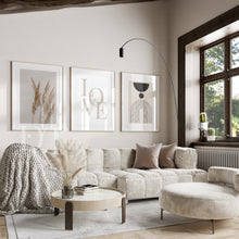 Load image into Gallery viewer, Neutral Minimalist bohemian pampas beige abstract set of 3 posters