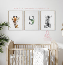 Load image into Gallery viewer, FLORAL SAFARI ANIMAL PORTRAITS NURSERY