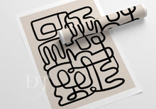 Load image into Gallery viewer, Beige and Black Abstract Minimalist line art