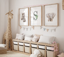 Load image into Gallery viewer, WATERCOLOUR SAFARI PERSONALISED INITIAL PRINT