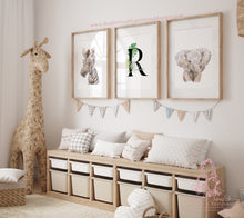 Load image into Gallery viewer, WATERCOLOUR SAFARI PERSONALISED INITIAL PRINT