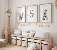 Load image into Gallery viewer, FLORAL SAFARI ANIMAL PORTRAITS NURSERY