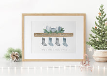 Load image into Gallery viewer, SCANDI FAMILY STOCKING FIRE PLACE - PERSONALISED CHRISTMAS PRINT
