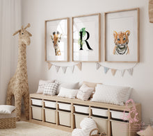 Load image into Gallery viewer, PERSONALISED JUNGLE SAFARI ANIMAL PORTRAIT PRINTS