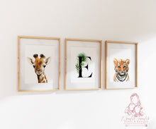 Load image into Gallery viewer, PERSONALISED JUNGLE SAFARI ANIMAL PORTRAIT PRINTS