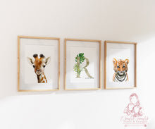 Load image into Gallery viewer, PERSONALISED JUNGLE SAFARI ANIMAL PORTRAIT PRINTS