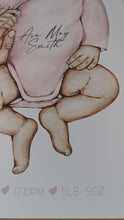 Load and play video in Gallery viewer, NEWBORN MOTHER AND BABY ANNOUNCEMENT PRINT PERSONALISED