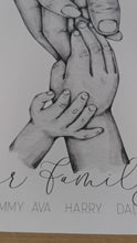 Load and play video in Gallery viewer, Personalised Family Portrait Hands Print, Mother, Father, Children