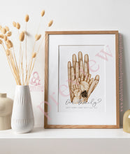 Load image into Gallery viewer, Custom Family portrait picture with Pets - Gift for family with new baby - Wedding gift idea - Mothers Day Gift - Mothering Sunday for new mom