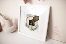 Load image into Gallery viewer, Baby Scan Bump Ultrasound Illustration With Dads Hands - Gift